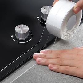 Clear Caulk Tape Self Adhesive Waterproof, Caulking Adhesive Transparent Kitchen and Wall Sealing Tape, Bathroom Sealant Caulk Strip for Toilet, Bath Tub, Sink, Shower Caulking(1.5" x10.5Ft)