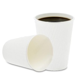 Restaurantware 12 Ounce Disposable Coffee Cups 500 Double Wall Hot Cups For Coffee - Lids Sold Separately Rolled Rim White Paper Insulated Coffee Cups For Hot Coffee Tea And More