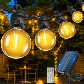 Bowfar Outdoor Solar Fairy Lights, 10 m, 17 + 2 G40 Bulbs, Solar Fairy Lights, Outdoor with Remote Control, IP68 Weatherproof Solar Fairy Lights, 8 Modes, Garden Lighting for Balcony, Patio, Outdoor