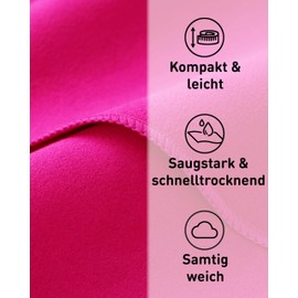 Fit-Flip Microfibre Towel in All Colours and Sizes, Lightweight Microfibre Towel, Sports and Travel Towel, Quick Drying, Large Bath Towel, Pack of 1, 50 x 30 cm, without Bag, Pink