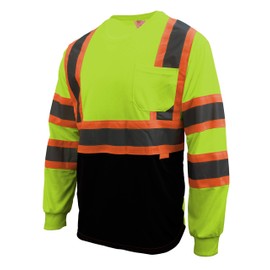 New York Hi-Viz Workwear RK Safety NY BFL-T5712 High-Visibility Class 3 T Shirt with Moisture Wicking Mesh Birdseye and X Pattern, Black Bottom (Neon Lime, Medium)
