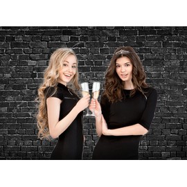 AIIKES 7x5FT Black Brick Wall Photography Backdrop Vintage Theme Stone Brick Design Photography Background Baby Birthday Party Decoration Photo Booth Studio Props 11-501