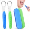Limpiador de Lengua, 2 de Acero Inoxidable con Estuches (Azul;