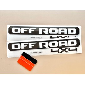 Clear on Black Background Offroad 4x4 Four Wheel Drive Decal Stickers Auto Decoration, Compatible with Wrangler Gladiator, Durable & Weatherproof, Size 13 x 2.5 inch (Set of 2)