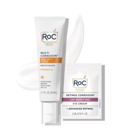 RoC Multi Corexion Revive + Glow Vitamin C Sunscreen Wide Spectrum SPF 30 Face Moisturizer (1.7 oz) Vitamin C Moisturizer with Retinol Eye Cream Packet / RoC 멀티 코렉시온 리바이브 + 글로우 비타민 C 자외선 차단제 와이드 스펙트럼 SPF 30 페이스 모이스처라이저(1.7온스) 레티놀 아이 크림 팩et 포함 Vitamin C Moisturizer
