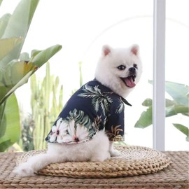 LHYZ PARK Hawaiian Beach Print Pet Dog Cat T-Shirts Cute for Small to Medium Dog Cats Cool Summer Vest Camp Shirt Clothes (RED, M)