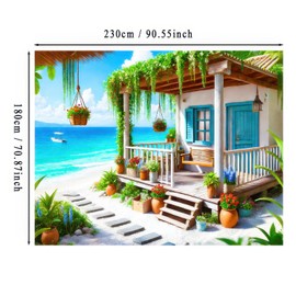 BlissYard Hello Summer Hawaiian Beach Banner Summer Beach Themed Party Decorations House Banner 7.5x5.9ft Outdoor Decorations Photo Props Sunshine Luau Themed Backdrop Decorations