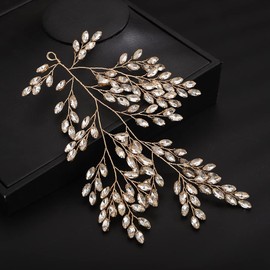 Rumtock Boho Rhinestones Beads Headpiece for Women Girls Wedding Bridal Handmade Hair Piece for Hair Styling