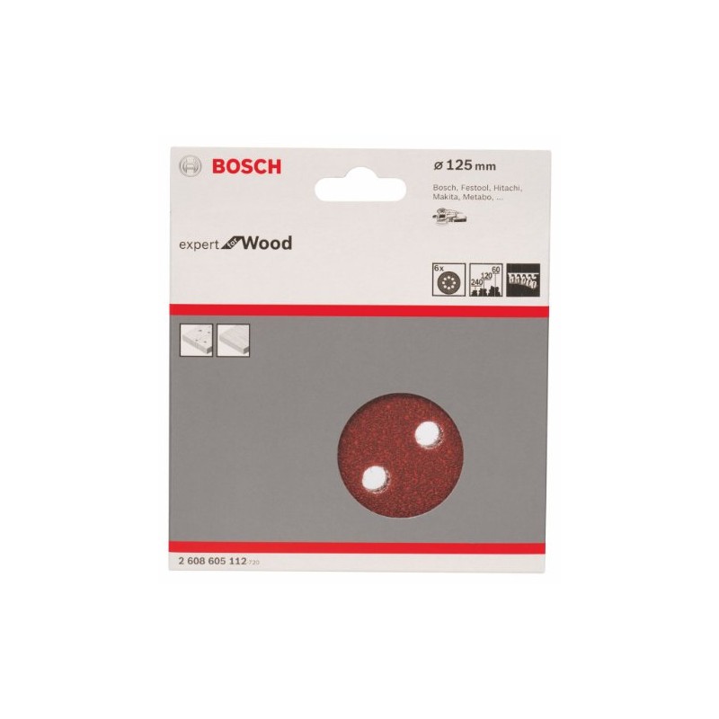 Bosch 2608605112 Wood Velcro 8 hole125x8 G60/120/240