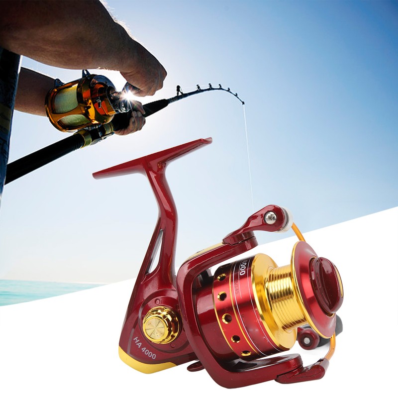8 Bearing Fishing Spinning Reel Red Color 5.2:1 Gear Ratio