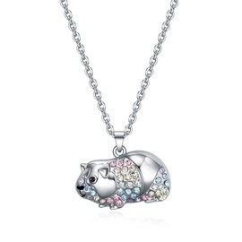 VEEHOO Guinea Pig Necklace for Girls Womens,Cute Shiny Animal Jewelry Valentine's Day Christmas Gifts for Daughter Niece