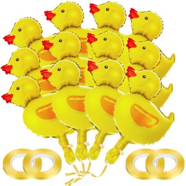 PANYI 30 Pieces Mini Duck Shape Balloons, Aluminum Foil, Reusable Duck Party Decorations, Suitable for Farm Animal Theme Parties, Graduations, Kids Birthday Parties etc, Yellow
