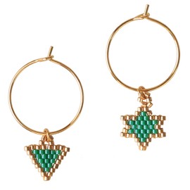KELITCH Christmas Hoop Earrings Handmade Christmas Tree Earrings, Crystal, No-Gem-Tye