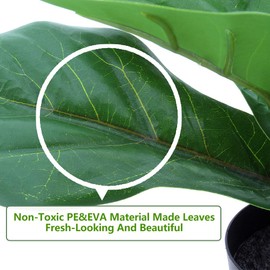 LuckyGreenery Artificial Fiddle Leaf Fig, Realistic Fake Plants with Pots for Home and Office Decoration