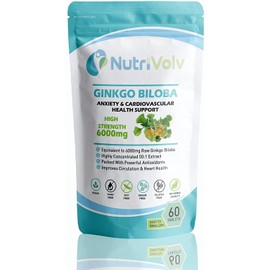 Ginkgo Biloba 6000mg Supplements Helps Promote Healthy Memory & Cognitive Function Blood Circulation, Heart, Memory, Focus & Anxiety | 60 Tablets