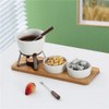 Sizikato White Porcelain Chocolate Fondue Set, with 2 Fruit Fork