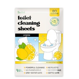 Soulink Toilet Cleaning Sheets - Plastic-Free, Liquidless, Toilet Bowl Cleaner Strips, 80 Cleans, Lemon Scent