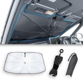 SEIWA Sunshade for Car Front One-Touch Sunshade L Size (Fits Windshield Size W56.3 inches × H32.3 inches) IMP347 Umbrella Type Shaftless Rodless No Rod Because Shaft is a Cord So No Scratches on