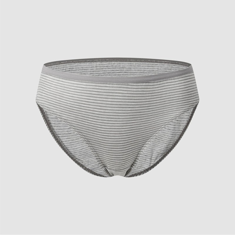 JAJU [JAJU] Women's Cotton Stripe Hipster Panties 3-Pack_Grey