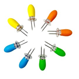 hobbyme 8 Pairs Stainless Steel Cob Stick Holders,4 Colors Corn Cob Skewers Twin Pin Corn Cob Skewers,Easy to Use,Multipurpose Corn Cob Holders for Cooking BBQ