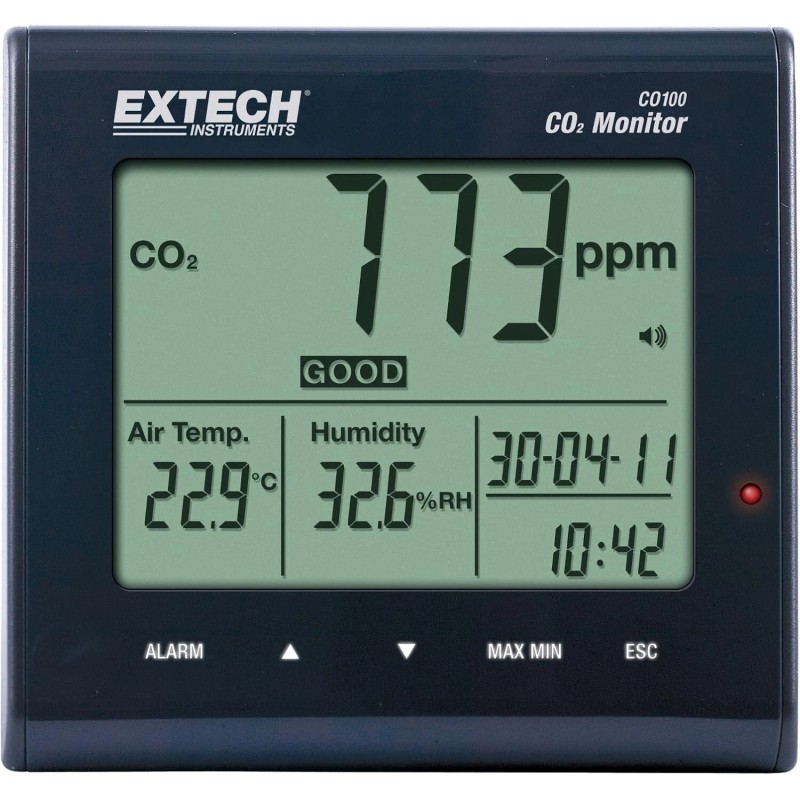 Extech CO100 Desktop Indoor Air Quality CO2 Monitor Digital Carbon