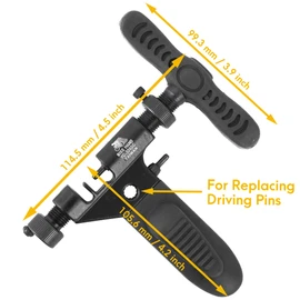 BikeHand Bike Bicycle Professional Chain Rivet Remover Breaker Tool with Spare Replaceable Driving Pin - Compatible with Shimano & Campagnolo - Single to 12 Speed and BMX Half Link