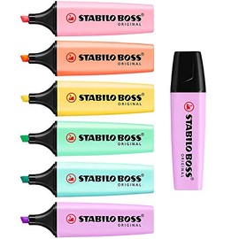 STABILO BOSS - Rotuladores originales en colores pastel - Juego completo de 6 + Lilac Haze