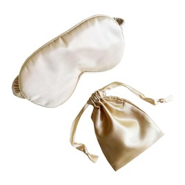 QSYW Eye Sleep Mask Silk Eye Mask for Sleeping Satin Eye Cover Satin Eye mask for Sleeping Silk Storage Bag Beige