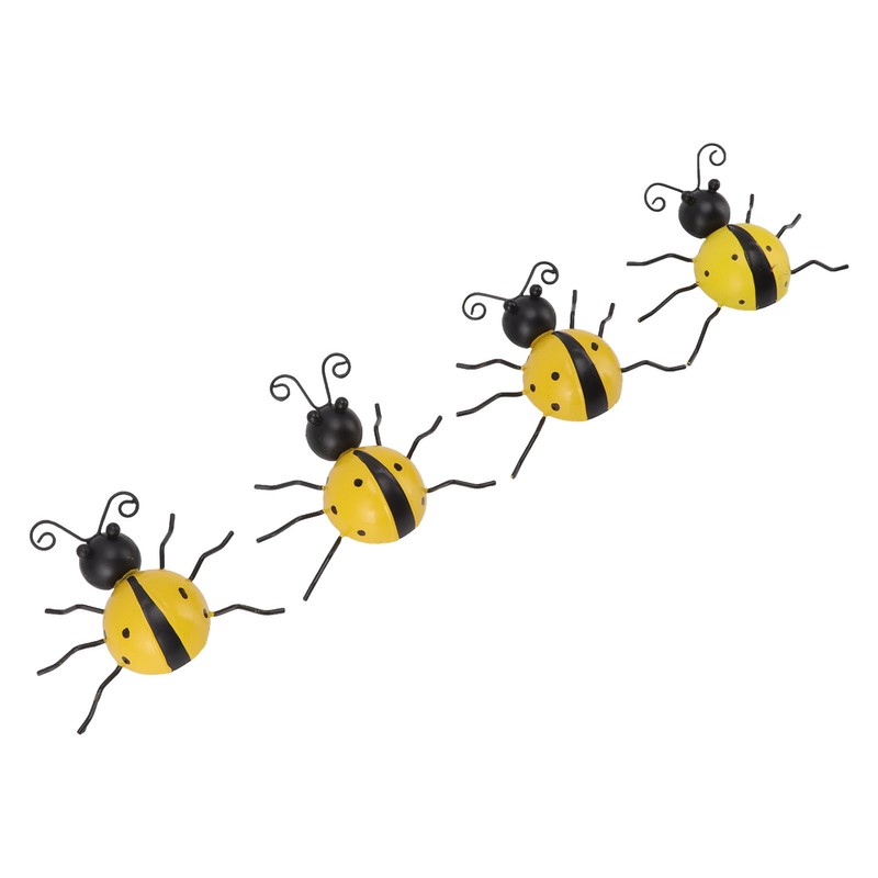 4Pcs Ladybug Wall Decor Lady Bug Ornament Wrought Iron Insect