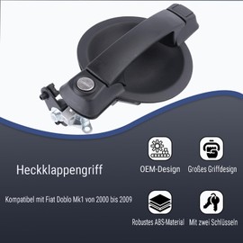 Abvefudo 735309963 Heckklappengriff, Außentürgriff Heckklappe mit 2 Schlüssel kompatibel mit Fiat Doblo MK1 von 2000 bis 2009