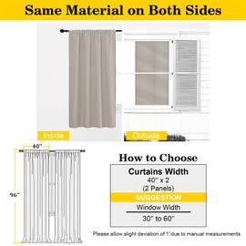 WelvetBLK Stone Blackout Curtains for Bedroom Living Room 96 Inches Long 2 Panels, Soft Solid Room Darkening Thermal Insulated Window Treatments, Rod Pocket Curtain, Stone, Each 40" Wx96 L