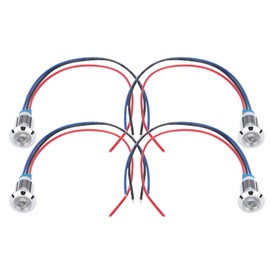 4 sets of common anode round LEDs, 10 mm pre-wired two-tone LED waterproof indicator light 12-24 V (red and blue), buttons and indicators