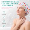 8pcs Gorro Ducha Impermeable Elástico Reutilizable Ajustables Cabello Largo Corto