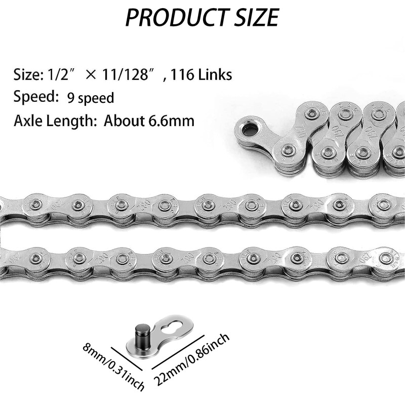 Bicycle Chain 9 Compartments Stainless Steel Single Speed Bicycle Chain