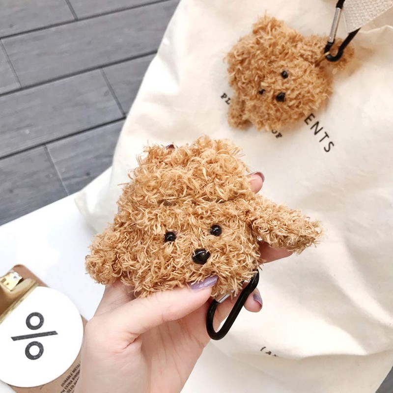 Teddy Dog Airpods Case with Keychain (First and Second Generation)