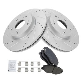 Front Brake Pad & Rotor Kit Premium G-Coated Performance Ceramic Compatible with 2016-2018 Honda Civic