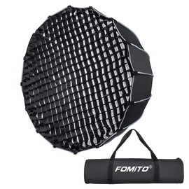 Fomito Parabolic Softbox 35.4 inch/ 90cm Quick Set-up Deep Soft Box with Honeycomb Grid and Bowens Mount for Studio Monolight LED Light Photography