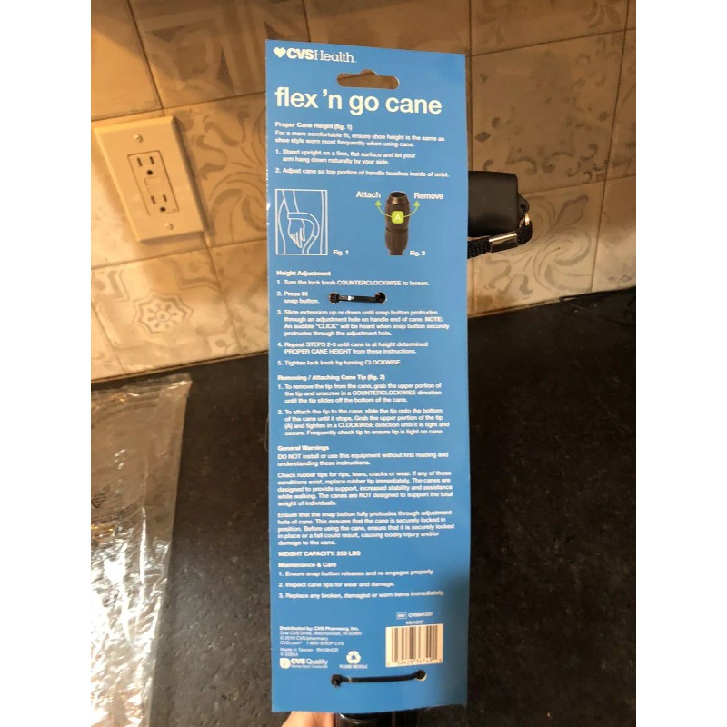 Flex N Go 39.5 Inch Adjustable Foldable Tripod Walking Cane,