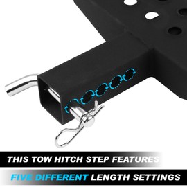 Godimg Hitch Step for 2 Inch Receive, Trailer Bumper Guard with Pins,12in (L) x 9.2in(W) x 2.5in(H), Weatherproof Powder-Coated,for Most Automotive Pickups, Automotive SUVs