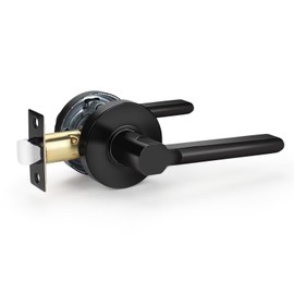 Gobrico Passage Door Handles,Modern Matte Black Door Handles Interior Sleek Round Door Lever for Closet and Hallway,Keyless Door Levers Interior Door Handles Reversible Right & Left Side Handed