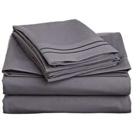 Elegant Comfort 3-Piece 1500 Thread Count Egyptian Quality Bed Sheet Sets with Deep Pockets, Twin/Twin XL, Gray