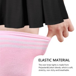 DRESHOW Women Extra Long Thigh High Socks Thin Stripes Tube Tights Over Knee Socks Casual High Boot Stockings