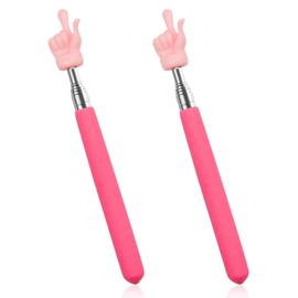 2 Pcs Extendable Teachers Pointer for Classroom, Telescopic Hand Pointer Finger Pointer Stick, Retractable Classroom Pointer for Elementary Kindergarten Teacher, Classroom Supplies(Rose Red)