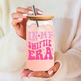 Jars Nova Musikliebhaber-Geschenke, Eiskaffee-Glastasse, 473 ml, Reisebecher für Musikliebhaber, Sänger-Merchandise-Cola-Tasse, personalisiertes Geschenk für Freunde, beste Kollegen, Schwester