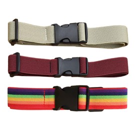 DAZZLUXE Pack of 3 Children's Belts, Adjustable Belt, Elastic Belt, Buckle Belt, Military Training Belt, Summer Camp Belt, Suitable for Camping, Daily Life, Parties, Rainbow, Burgundy, Khaki