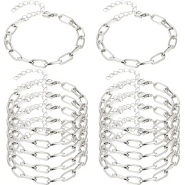 12pcs Jewelry Making Chain Bracelets Alloy Adjustable DIY Bracelet with Lobster Clasps for Women Christmas Valentines Findings Making (Silver)