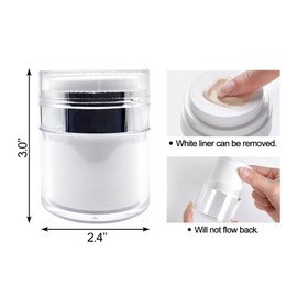 Qancekoo 1.7oz Airless Pump Jar Refillable Moisturizer Pump Dispenser Cream Jar Vacuum Bottle Travel Moisturizer Container for Thick Moisturizer, Skincare Cream, Lotion - White