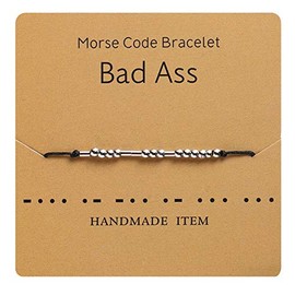 AILUOR Morse Code Bracelet, Silver Plated Beads on Silk Cord Friendship Bracelet Gift for Her, Secret Message Gift Jewellery for Women Men, Gift for Her Him, Metal