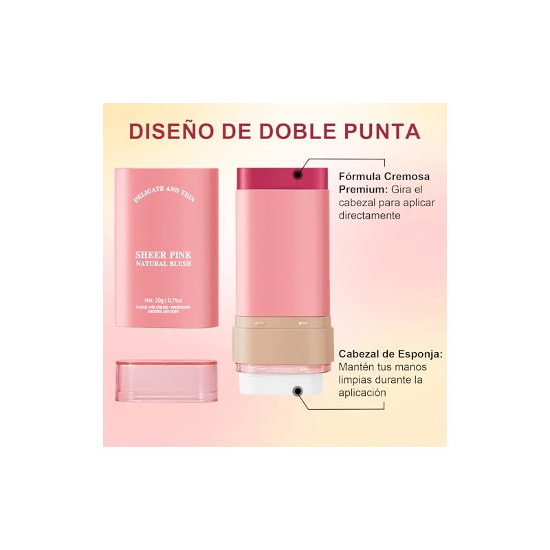 Rubor Multifuncional en Crema con Esponja Incorporada, 3 en 1