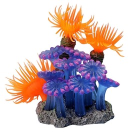 AIMALL Artificial Marine Anemone, Soft Coral Simulation for Aquariums, 2.36 x 1.96 x 3.14 Inches, Fluorescent Colors, Stable Base